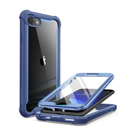 i-Blason Ares Designed for iPhone SE 2020 Case/iPhone 8 Case/iPhone 7 Case, (Built-in Screen Protector) Full-Body Rugged Clear Bumper Case (Blue)