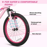 Hykolity 20 inch Kids Mountain Bike, 6 Speed Kid Bicycle Age 6-11 Year Old with Front Suspension Fork, Adjustable Seat Height, Pink
