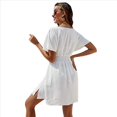 thumbnail image 3 of Vestido Informal de Verano para Mujer, Liso, con Escote en V, Volantes, Corta, Holgado, , Talla XL, 3 of 8