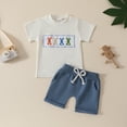 thumbnail image 2 of TAGOLD Summer Outfit Sets for Kids Clothes,Girls Outfit Sets,Fashion Girls' Casual Short Sleeve Round Neck Collar Botton Solid Short Pants Sets, 2 of 5