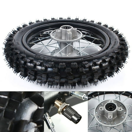 Miumaeov 80/100-12 Rear Tire Rim Wheel Sprocket and Brake Disc Rotor for 70cc 110cc 125cc SSR Dirt Pit Bike