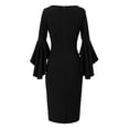 thumbnail image 5 of QIPOPIQ Robe Moulante Crayon pour Femme Tenue de Bureau Modeste pour le Travail Mini-Robe Manches Longues Évasées Formelle Invitée de Mariage Cocktail Robes de Fête Été Liquidation, 5 of 5