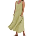 thumbnail image 1 of Bellella Robe Longue d'Été Sans Manches pour Femmes, Couleur Unie, Aguichant avec Poches, Vert Fruit, 2TG, 1 of 2