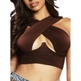 thumbnail image 2 of ITFABS Débardeurs Croisés pour Femmes, Crop Top Sans Manches Couleur Unie, 2 of 9