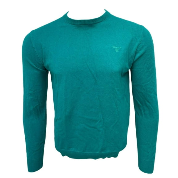 GANT Men's Cotton Lightweight Crew Neck Sweater, Emerald Green, M