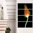 thumbnail image 1 of Fiery Fractal Flower with Stem - Floral Canvas Art Print, 1 of 4