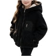 thumbnail image 2 of LUGOGNE Girls Sherpa Fleece Jacket Hooded Long Sleeve Full Zip Warm Teddy Coat Casual Loose Fit Outerwear with Multiple Pockets Kids Fall Winter Clothing, 2 of 7