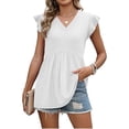 thumbnail image 5 of AUNVITO Women's Shirt Dress with Ruffle Sleeves Casual Lightweight Spring Summer Style, 5 of 6