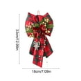 thumbnail image 3 of AYktou Christmas Bows Hanging Ornaments, 7×13 Inch Checked Fabric Bowknot Pines Needle Berries Bells Wreath Bow, Wall Hanging Bow Ornaments for Door Fireplace Staircase Display Indoor Outdoor Decor, 3 of 6