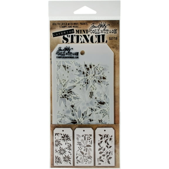 Tim Holtz Mini Layered Stencil Set 3/Pkg-Set #19