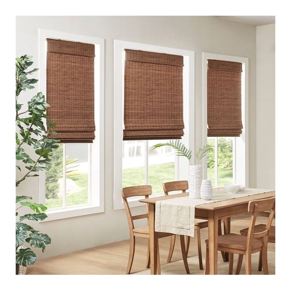 Bamboo Window Shade 64"L Light Filtering Cordless Natural Woven Blinds Privacy Room Decor