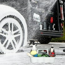 KCGYNP Car Storage Basket 15.35x11.02 Inch,Tool Organizer Auto Detailing,Multi Compartment Truck Accessories,Cleaning Supplies Tote,Plastic Workshop Container