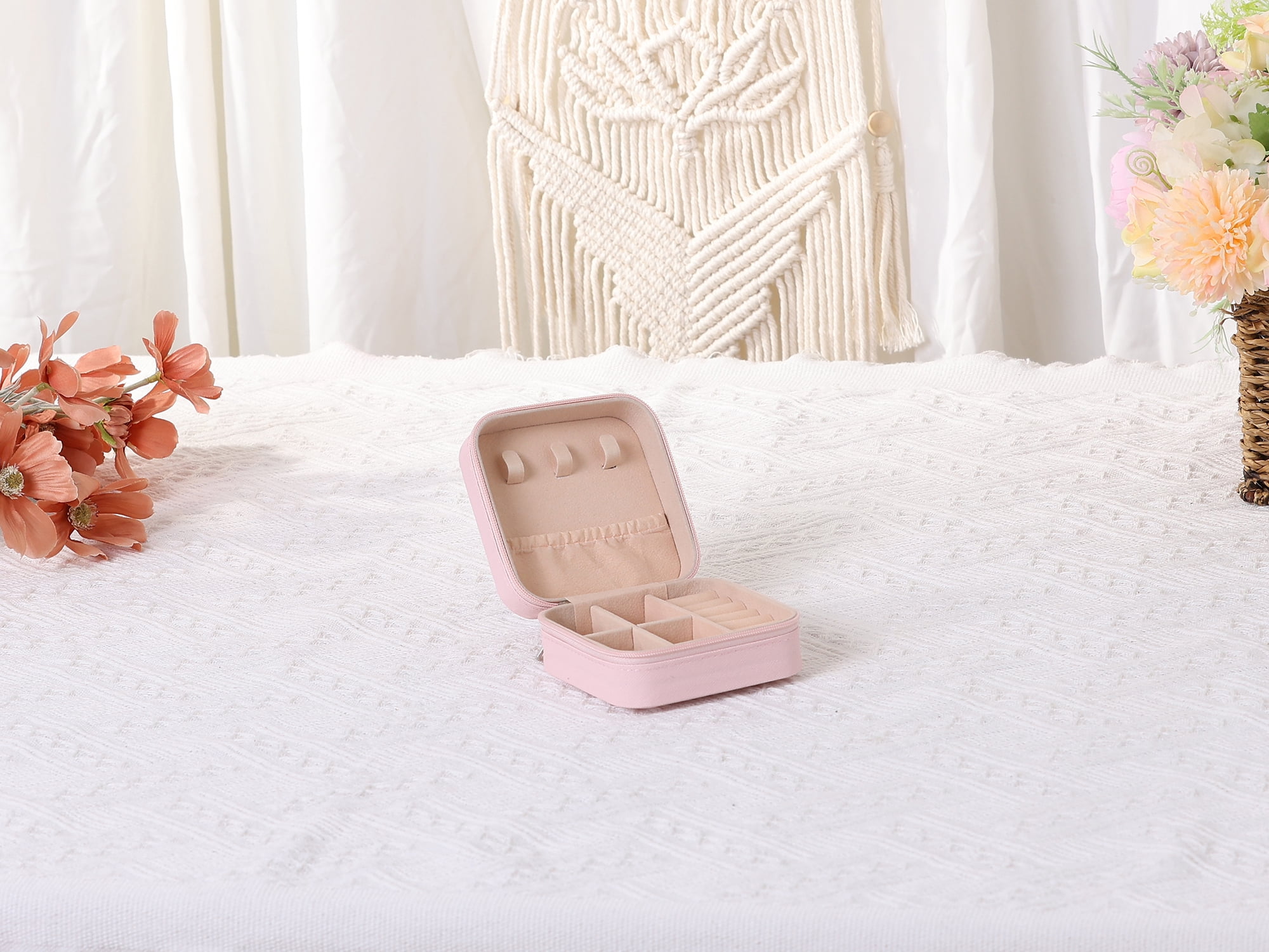 Unique Bargains Jewelry Box Small PU Leather Jewelry Organizer Case Storage Display Holder Pattern E