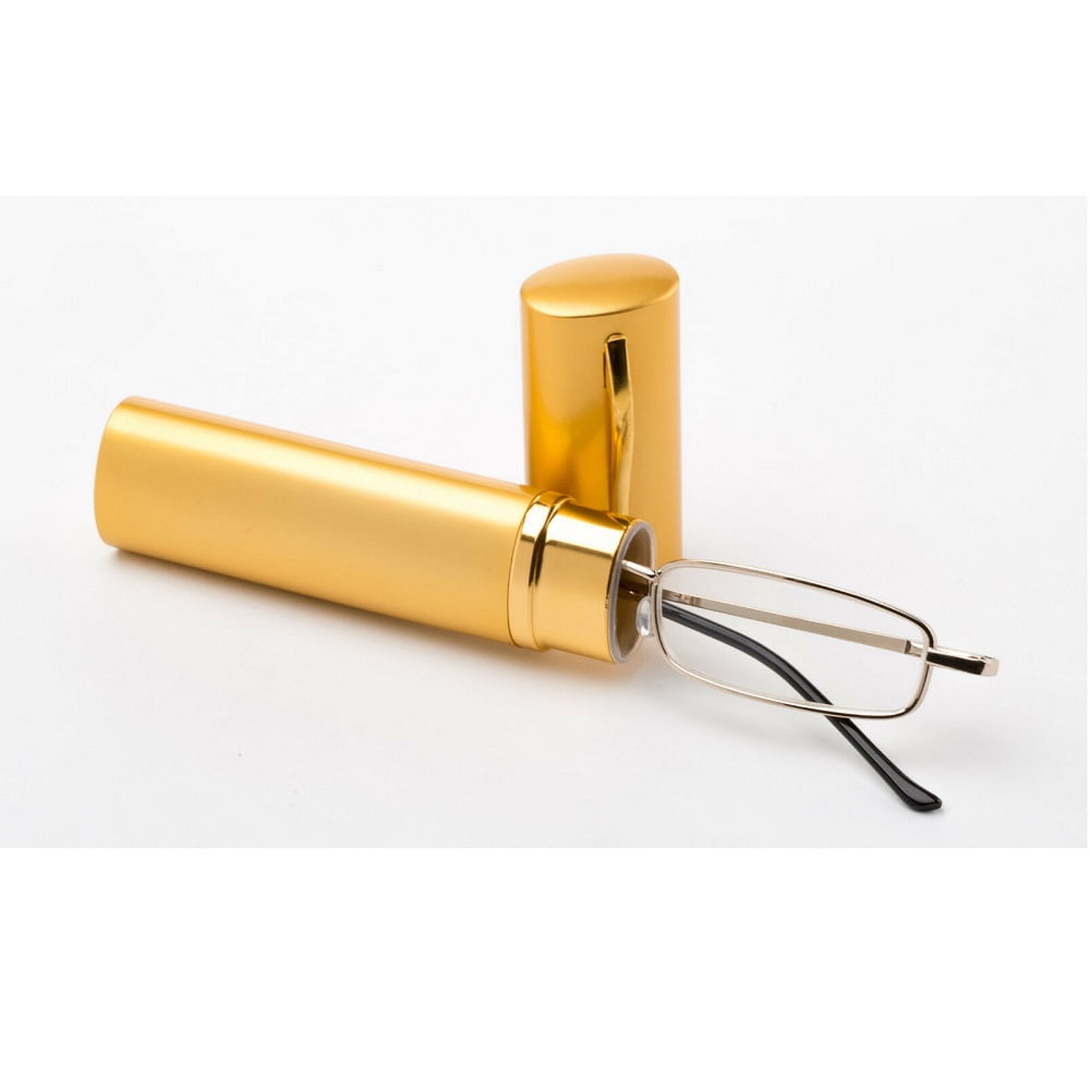 Compact Reading Glasses with Aluminium Tube Case Men Women Spring Hinge