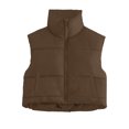 thumbnail image 2 of Women's Winter Cropped Puffer Vests Lightweight Sleeveless Warm Outerwear Padded Gilet Jackets with Pocket New Women's Winter Vests Lightweight Coffee XXL, 2 of 8