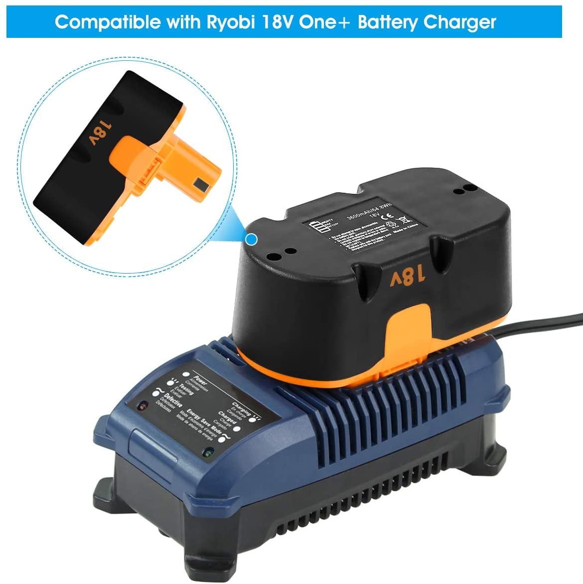 Ohyes Bat 18V 4000mAh Power Tool Battery Compatible with Ryobi 18V Battery One+ Power Tools, 2 Pack