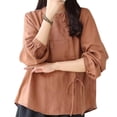thumbnail image 3 of Jacenvly Hauts pour Femmes Liquidation Mode Décontractée Printemps et Été Chemise en Lin à devant Incliné -Quart de Haut Chemise Hauts et Blouses pour Femmes, 3 of 7