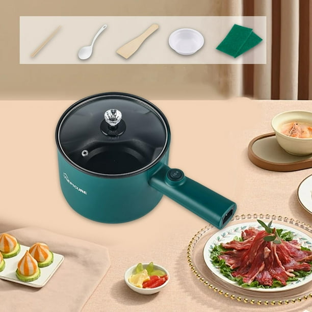 Olla eléctrica multifunción para cocinar al , mini olla de viaje antiadherente, para uso doméstico, para ramen, pasta y sopa. Verde