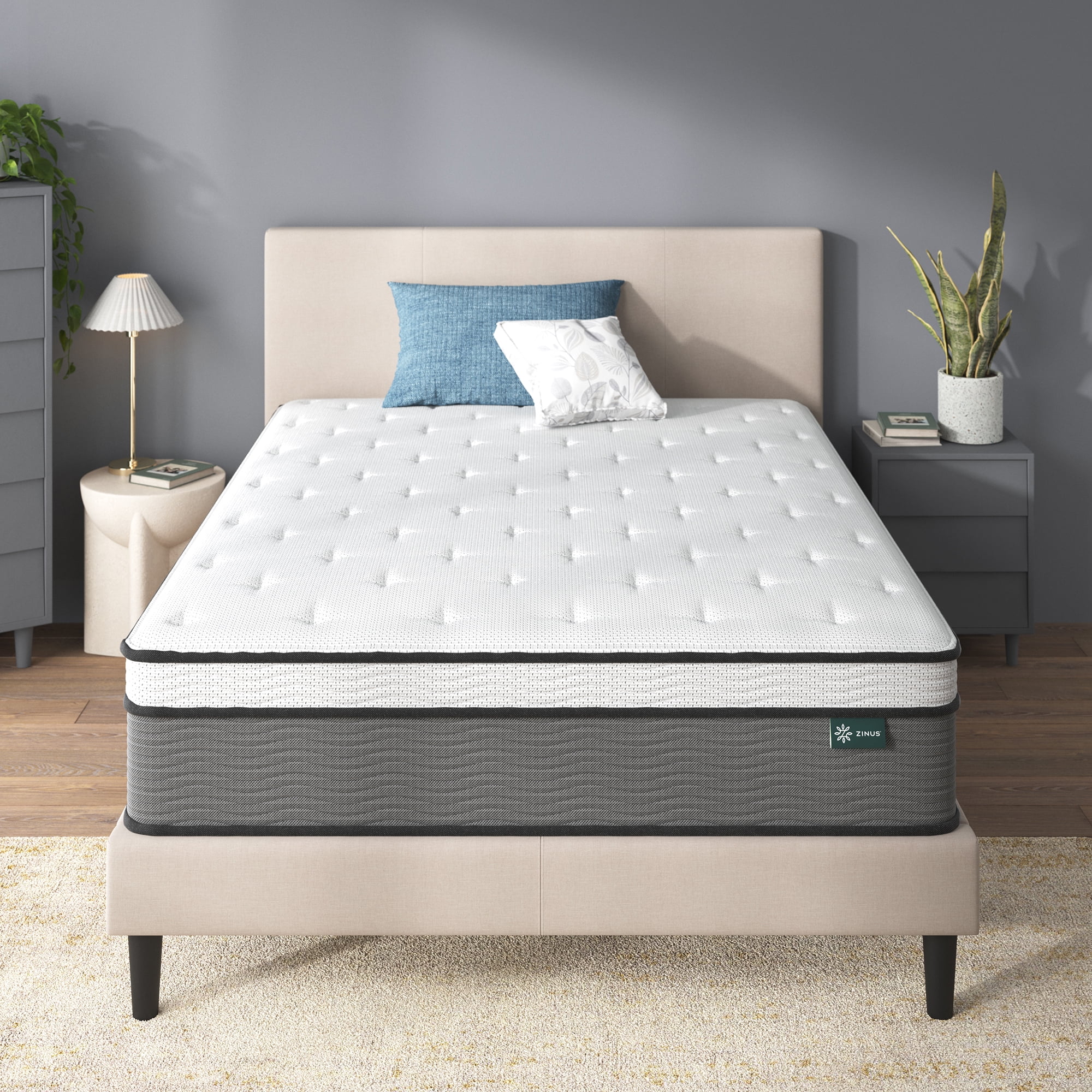 Zinus True Support 14" King Euro Top Medium Hybrid Mattress with Comfort Foam and Pocket Springs