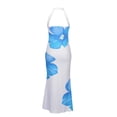 thumbnail image 5 of Womens Halter Bodycon Dresses Beach Vacation Floral Fishtail Dress Party Prom Open Back Gown Blue, S, 5 of 7