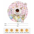 thumbnail image 6 of 15 Inch Round Placemats Set of 4, Easter Non Slip Heat Insulation PP Table Mats, Spring Rabbit Eggs Nature Botanicals Pink Plaid Washable Place Mats for Kitchen Dining Party Table Decor, 6 of 7