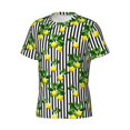 thumbnail image 3 of Yiaed Lemons on Striped Print Mens Short Sleeve Tight Fit T-Shirt, Crewneck Casual Tee-Small, 3 of 5