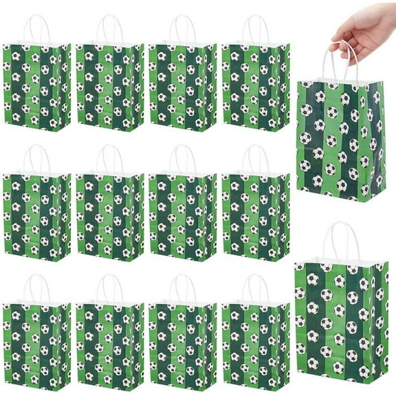 24 Pcs Soccer Gift Bags Favors Soccer Party Favor Paper Bags with Handles Reusable Soccer Goodie Bags Treat Bags for Soccer and Birthday Party Supplies Dark Green 8.27x5.91x3.15inch Dark Green