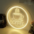 thumbnail image 3 of Coffee Neon Sign Restaurant Neon Light Sign Art Wall Sign for Beer Bar Club Bedroom Windows Glass Hotel Pub Cafe Wedding Birthday Party Gifts 16 x 16 inch, 3 of 8