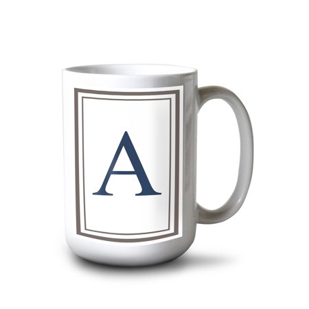 

15 fl oz Ceramic Mug Monogram Estate Gray and Blue A Dishwasher & Microwave Safe