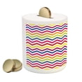 thumbnail image 2 of Chevron Piggy Bank, Chevron Pattern Colorful Rainbow Inspired Fun Enjoyment Design, Ceramic Coin Bank Money Box for Cash Saving, 3.6" X 3.2", Multicolor, by Ambesonne, 2 of 4