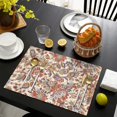 thumbnail image 3 of Beige Floral and Paisley Pattern Summer Placemats Table Placemats Set Of 6-Linen Kitchen Washable Placemats Table Mats 11.8"x17.7"Non-Slip Heat Resistant, 3 of 5