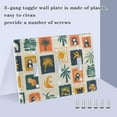 thumbnail image 3 of Yayeee Toggle Light Switch Wall Plate 2-Gang 4.56"x4.48" Decorative Outlet Cover, Beige Playful Stamp, 3 of 7