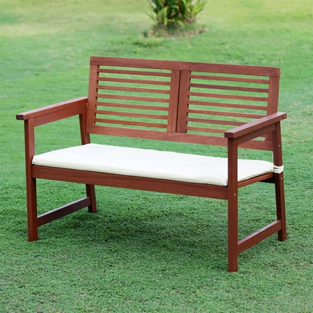 bench outdoor tioman furinno hardwood cushion