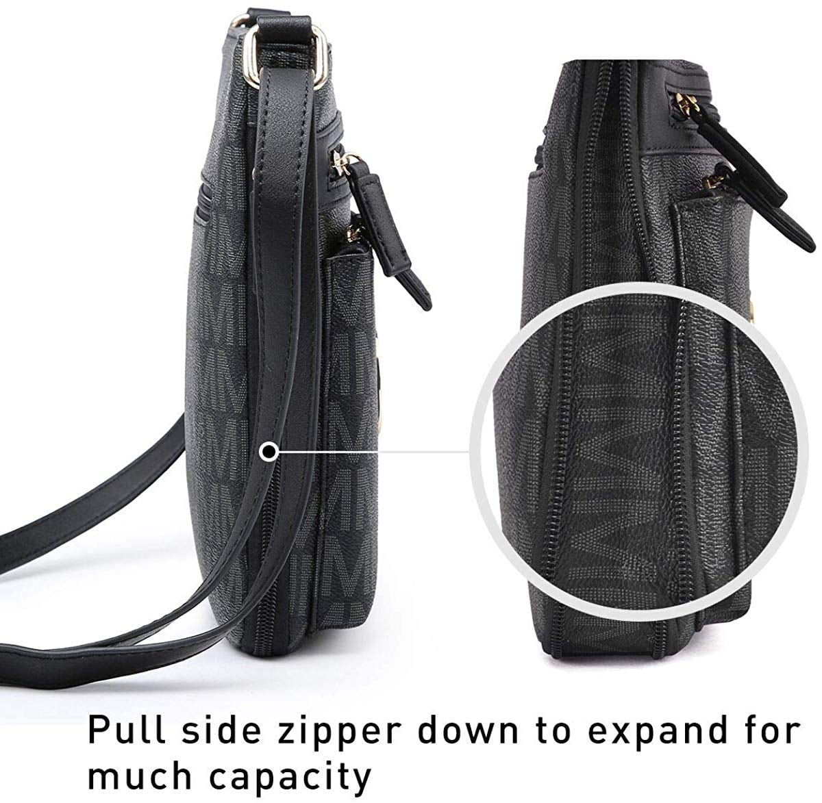 M MARCO Crossbody Purses for Women Multi Pockets Large Crossbody Bags Signature Crossover Shoulder Hobo Bags Monogram