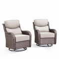 thumbnail image 3 of PARKWELL Outdoor Swivel Glider Chair Set of 2,Luxury High Back 6-Inch Thick Cushions Swivel Rocker Rocking Lounge Chair,Patio Bistro Set for Porch Deck Backyard,Brown/Beige, 3 of 9