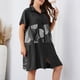 thumbnail image 1 of Fiudx Ofertas Del Día Blusa Larga Holgada con Cuello Vuelto y Manga Corta Informal de Verano de Gran Tamaño para Mujer, 1 of 6