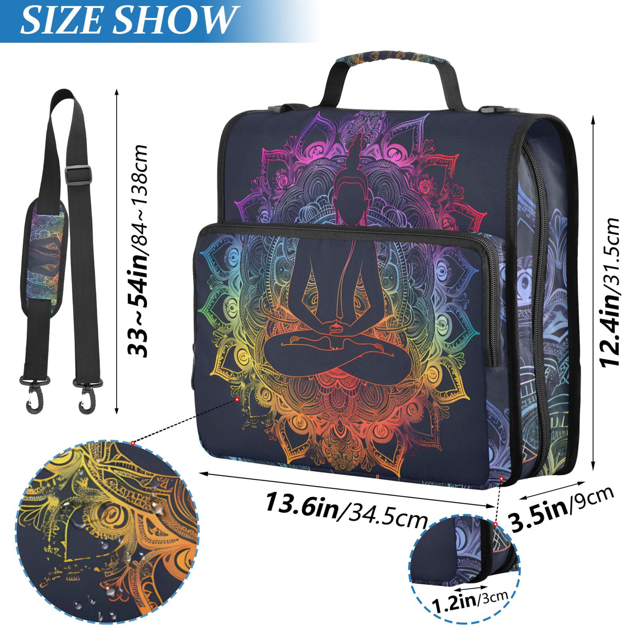 3 Ring Zipper Binder with Shoulder Strap Waterproof Trapper Keeper 2 Inch D-Ring 500 Sheets Capacity Buddhism Silhouette