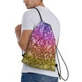 thumbnail image 3 of Kdxio Glitter Rainbow Print Drawstring Backpack Bag,Waterproof Draw String Back Sack, Gym Drawstring Bags Swim Bag For Unisex, 3 of 9