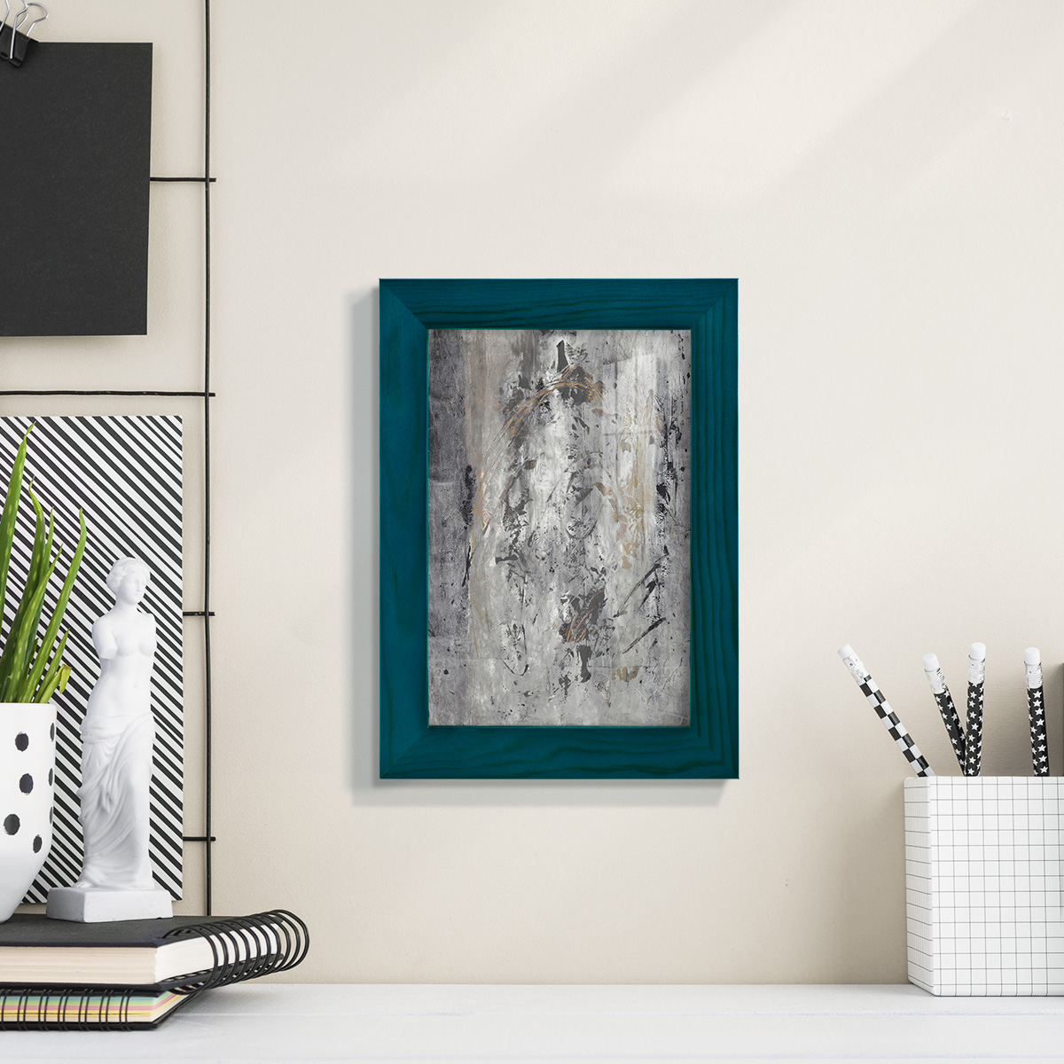 Ancient Marks II - Framed Print w/glass - Ocean Blue