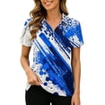 thumbnail image 2 of BXJX Womens Cotton Polo Shirts, V Neck Fashion Short Sleeve Collared Summer Tops Multicolor Size M, 2 of 7