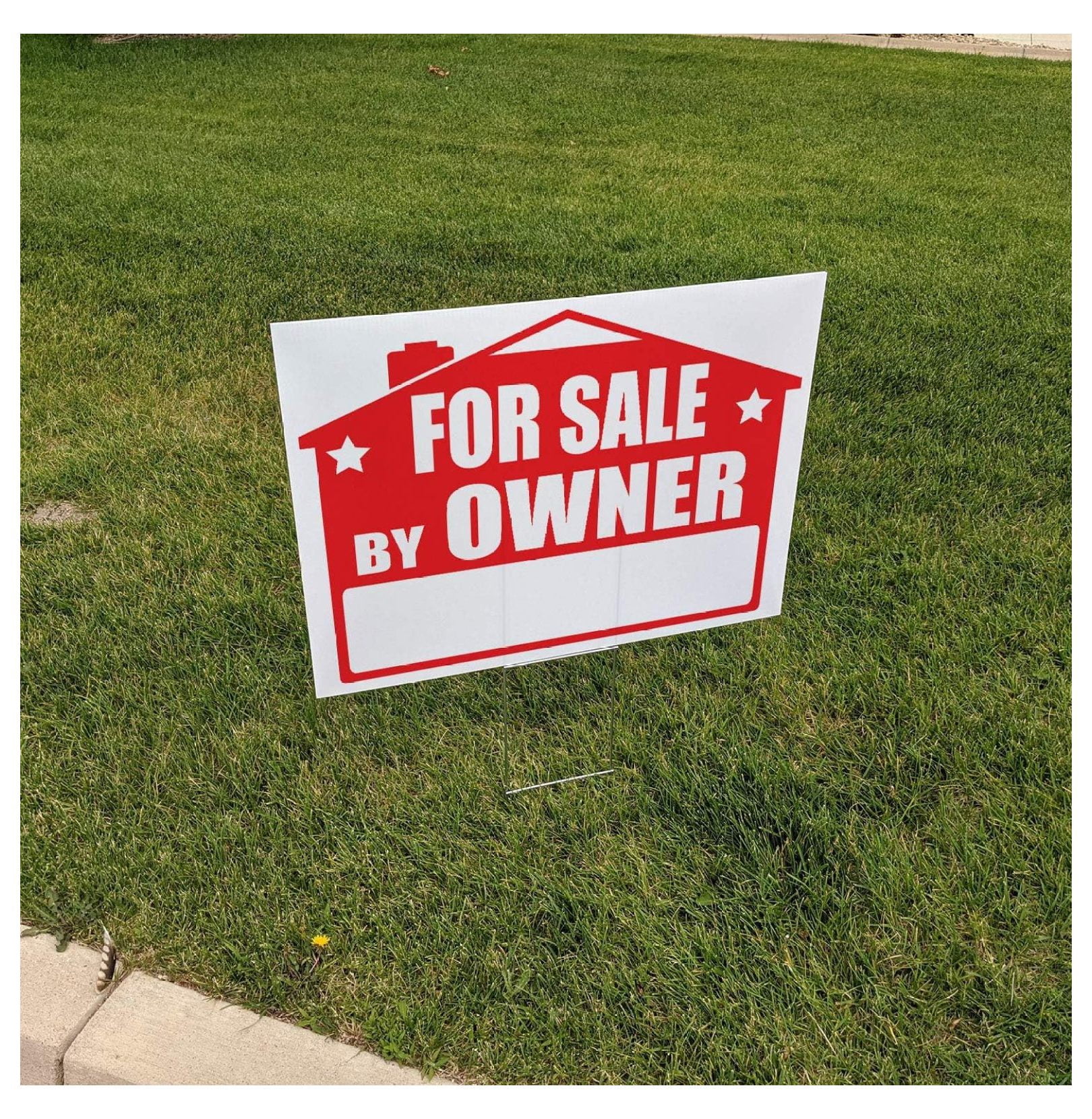VSE | "For Sale By Owner" Lawn Sign Kit | 24 x 18 Inch (10 Signs) | Includes H-Stake and FREE Blue Arrow Stickers