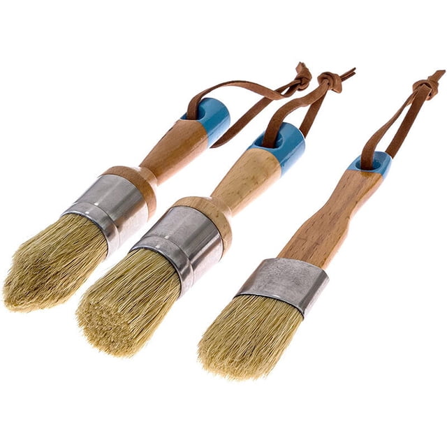 Pincel de madera de haya, juego de pinceles de cera de pelo de cerdo puro con cabeza redonda
