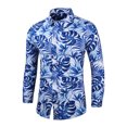 thumbnail image 4 of PBNBP Mens Dress Shirts Floral Print Personality Business Long Sleeve Dress Shirts Vintage Button Down Shirts Turn Down Collar Tops, 4 of 7