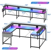 Jojoka LED Lights Monitor Stand & Storage Bag U-Shaped Gaming Desk, Black