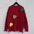 thumbnail image 6 of Turilly Womens Solid Color Christmas Loose Knit Sweater Round Neck Sweater, 6 of 6