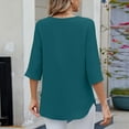 thumbnail image 5 of Sokhug Women's Round Neck Five Quarter Sleeve Loose Chiffon Shirts Fashion Casual New Solid Color Tops, 5 of 8
