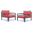 thumbnail image 1 of LeisureMod Chelsea Outdoor Patio Black Aluminum Armchairs With Cushions Set Of 2 in Red, 1 of 6