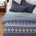 thumbnail image 3 of 3-Piece Full/Queen Size Quilt Set - Blue Bohemian Bedspread Coverlet with 2 Pillow Shams, Microfiber, 3 of 6