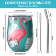 thumbnail image 5 of 12oz Stemless Wine Tumblers Flamingo and Palm Leaves Tropical Hawaii Vacuum Insulated Stainless Steel Travel Tumbler Cups Mug with Lid and Straw for Champaign,Cocktail,Beer with Cleaning Brush, 5 of 5