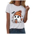 thumbnail image 4 of Halloween Ghost Shirts for Women Casual Short-Sleeved Ghost Print T-Shirt Retro Fall Spooky Season Tees Tops, 4 of 6